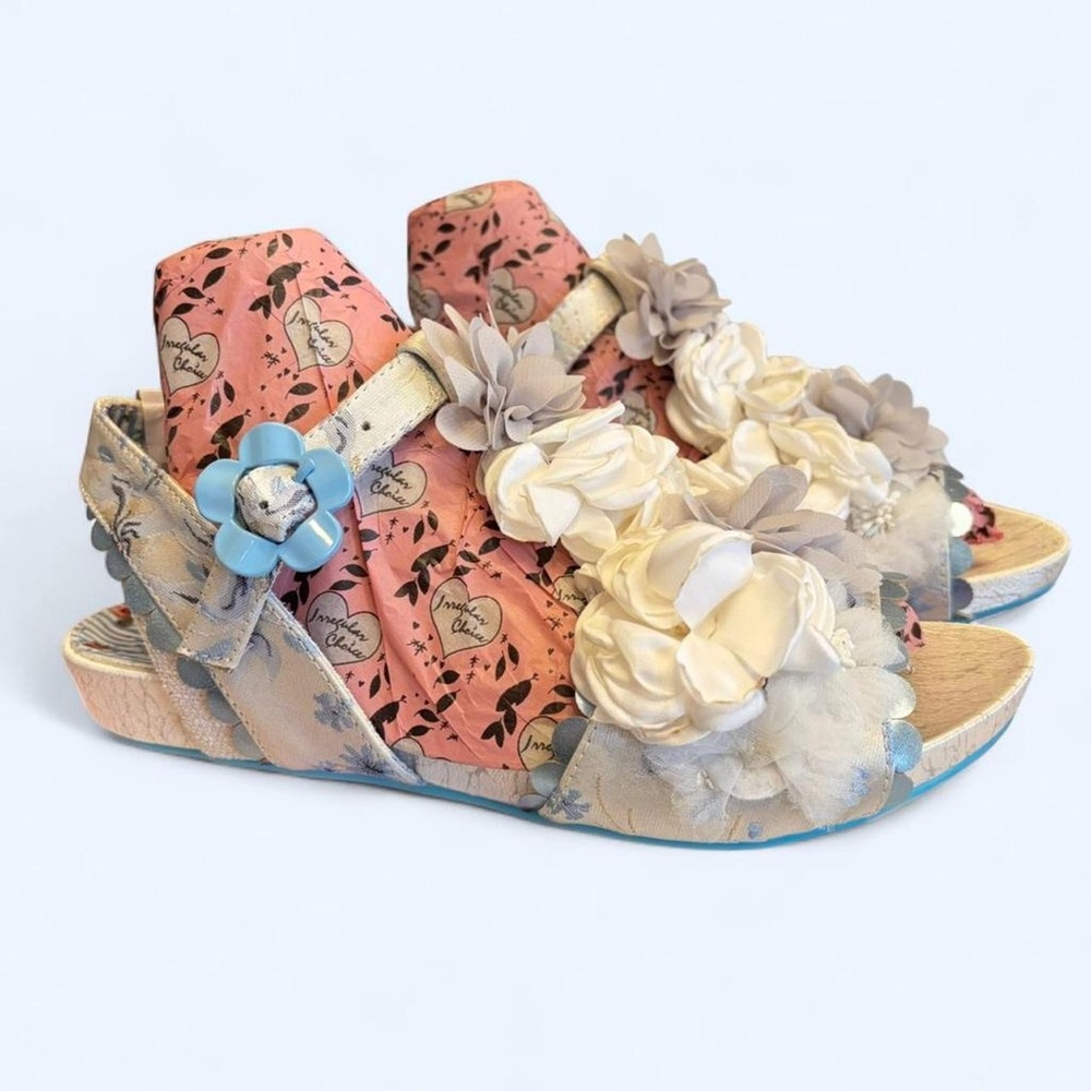 Irregular Choice Floral Sandals in blue, white and blue